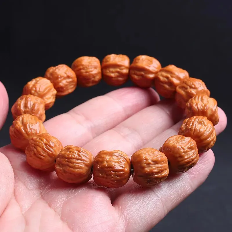 Yi Zhi Jing Monkey Head Walnut Textile Beaded Bracelet Unisex-2