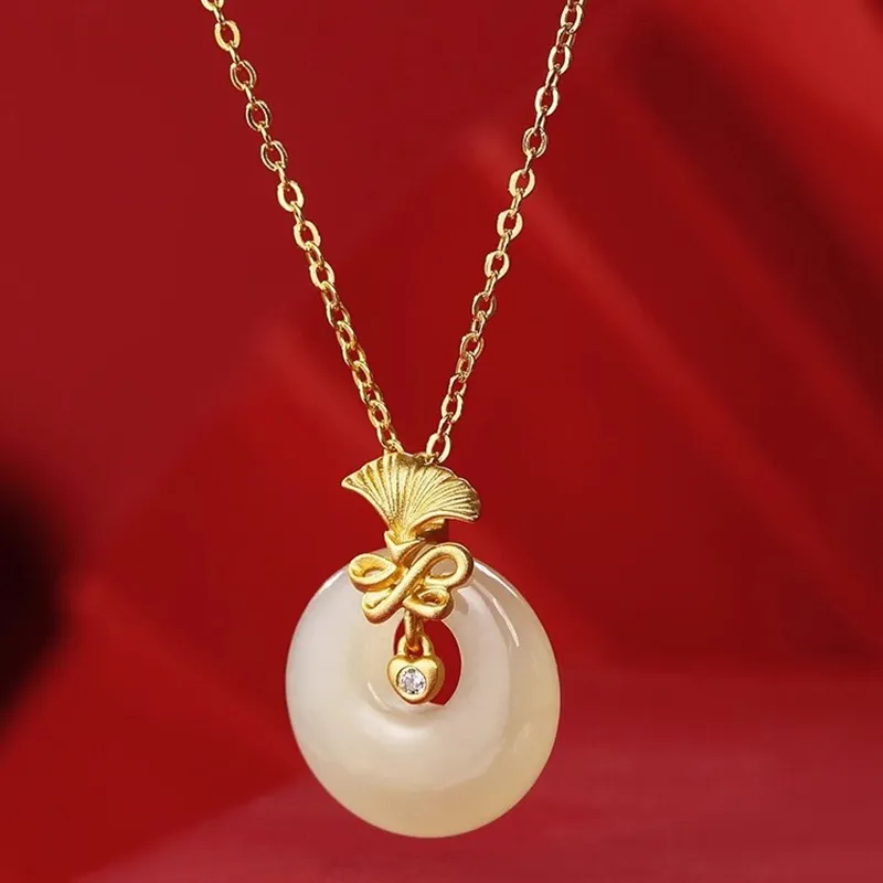 Yi Zhi Jing Hetian Jade Pendants Women's Pale Greenish White Jade-1