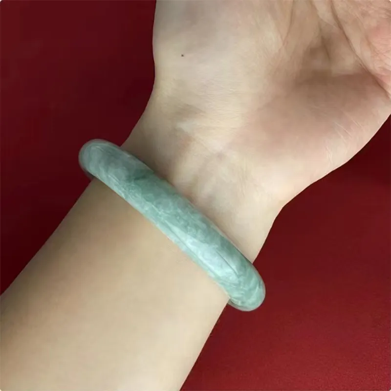 Yi Zhi Jing Bean Type Jadeite Bangles Women's-1