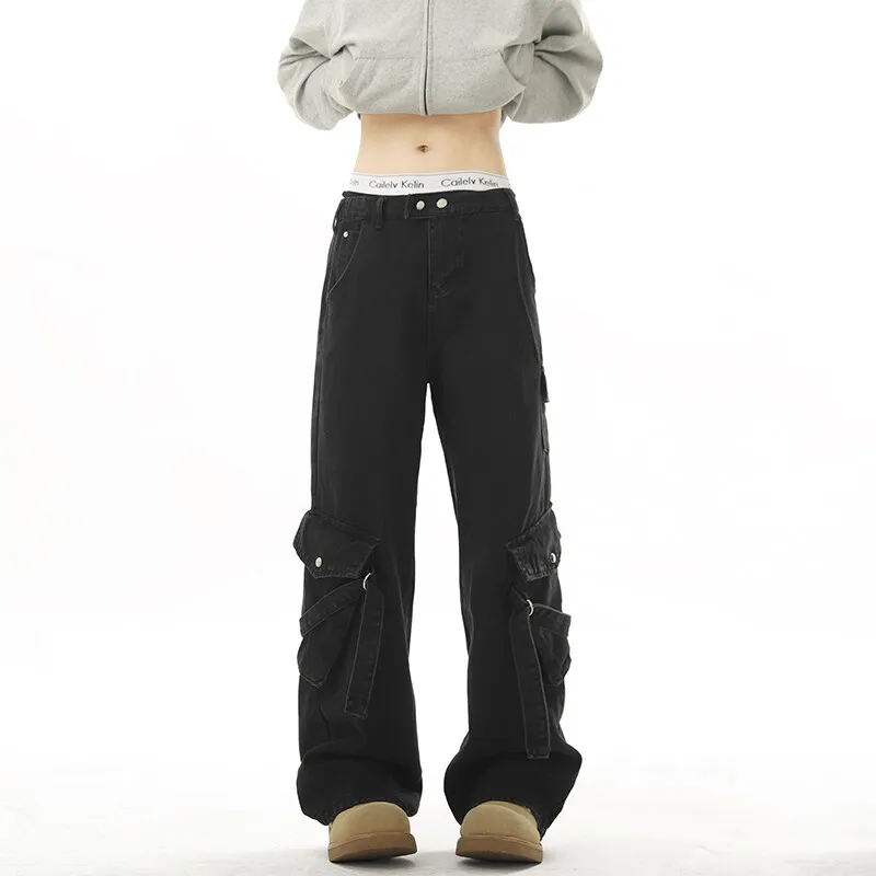 KLAMMKICKS Cargo Pants Unisex Washed Black-3