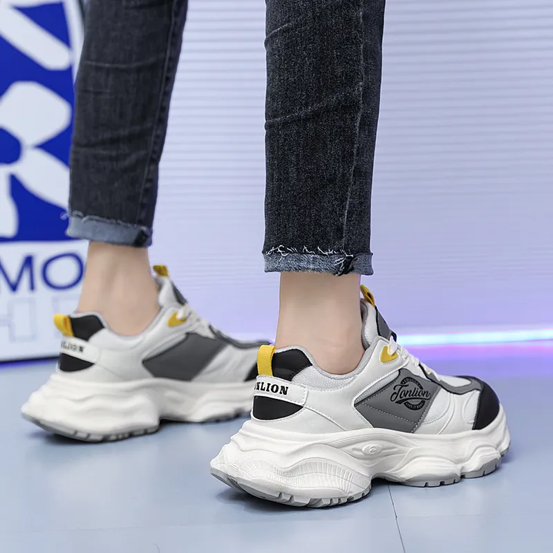 Tonlion Wear-Resistant Lightweight Height Increasing Low-Top Chunky Sneakers Women's-12