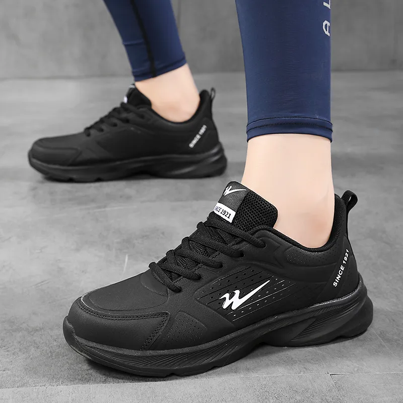 Binary Cushioning Height Increasing Lightweight Slip Resistant Low Top Casual Running Shoes Women's Black-6