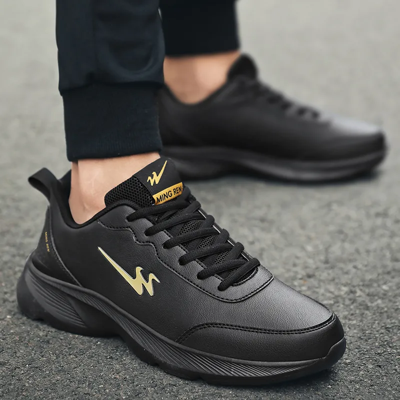 Binary Low Top Running Shoes Men's Black Gold-5