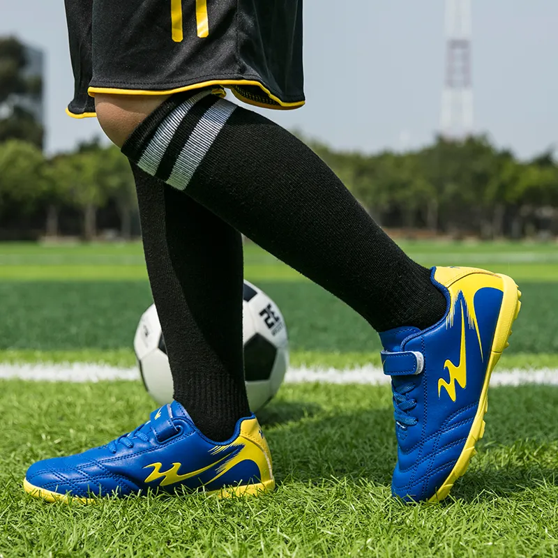 Binary Breathable Coverage Support Lightweight Rebound Soccer Shoes Women's Blue-6