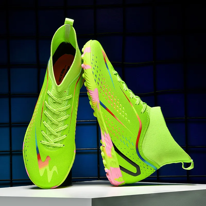 Binary TF Rubber Broken Studs Cushioning Abrasion Resistant Lightweight Soccer Shoes Unisex Neon Green-2