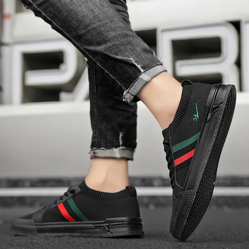 Binary Slip Resistant Cushioning Abrasion Resistant Lightweight Breathable Low Top Skateboard Shoes Men's Black-8