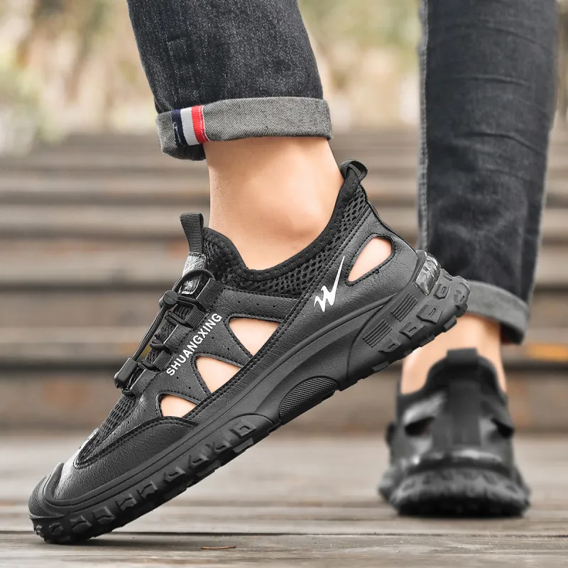 Binary Cushioned Anti Slip Wear Resistant Waterproof Breathable Lightweight Low Top Outdoor Shoes Men's Black-9