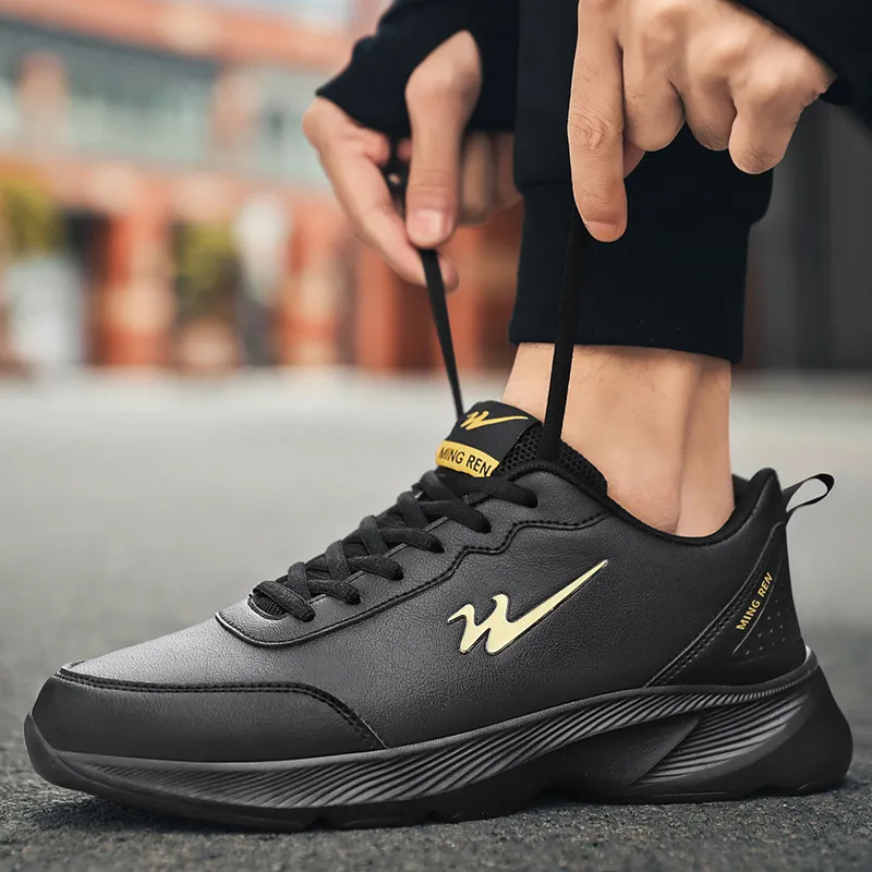 Binary Low Top Running Shoes Men's Black Gold-2
