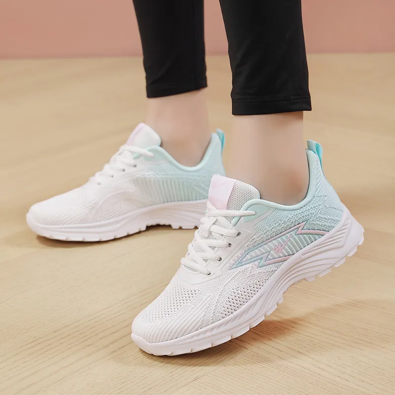 Binary Cushioning Breathable Support Low Top Casual Running Shoes Women's White Moon-7