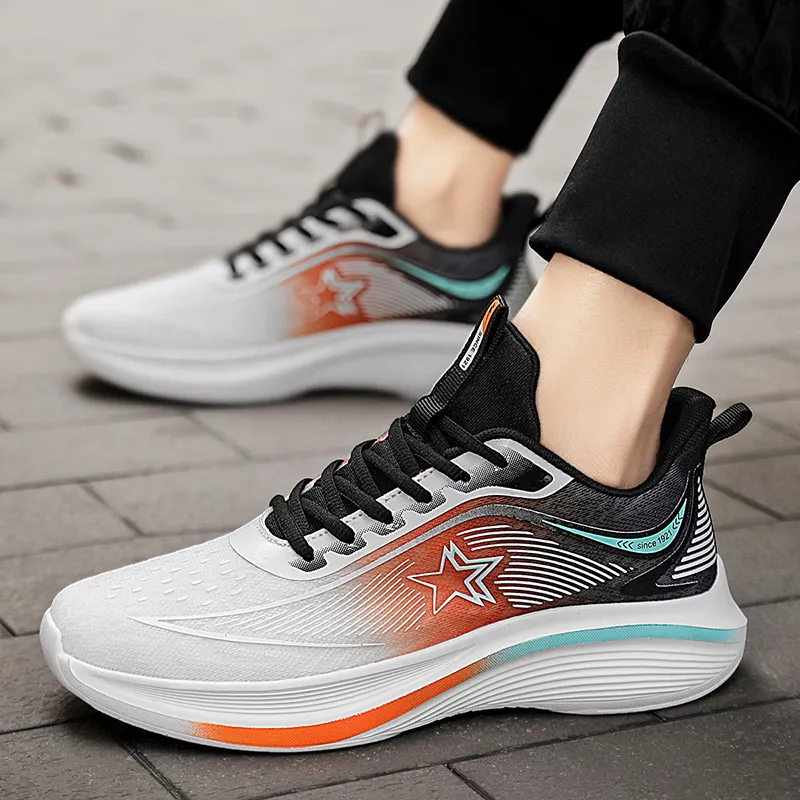 Binary Running Shoes Men Low Top Orange/Blue-5