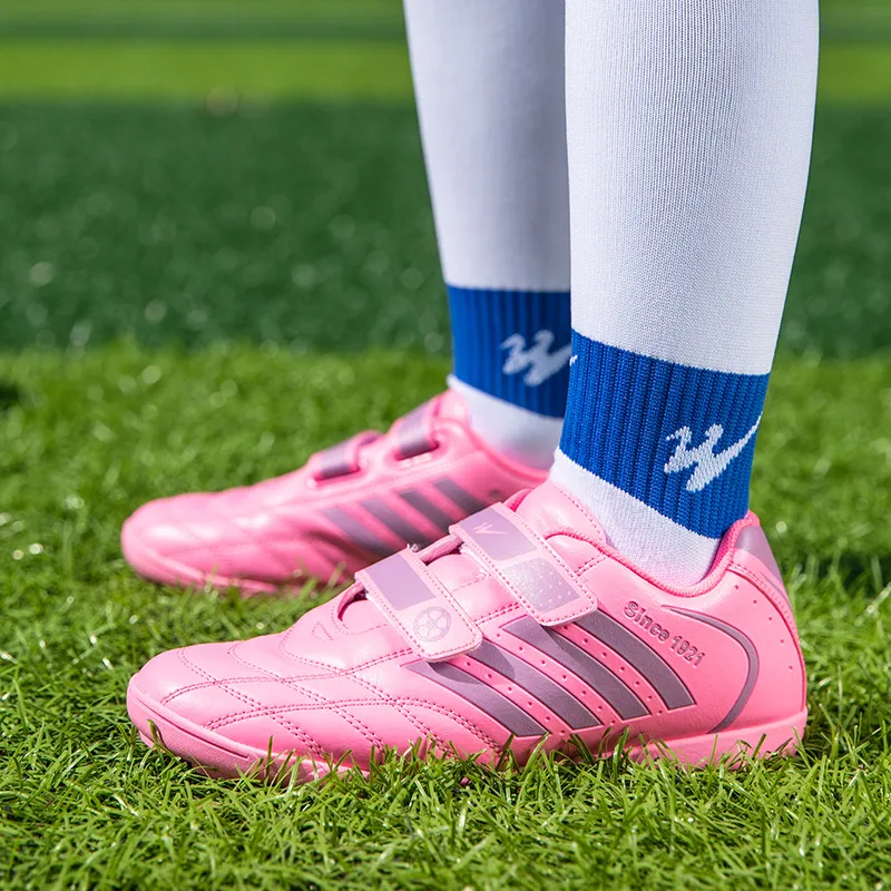 Binary Cushioning Waterproof Breathable Supportive Lightweight Rebound Soccer Shoes Women's Pink-8