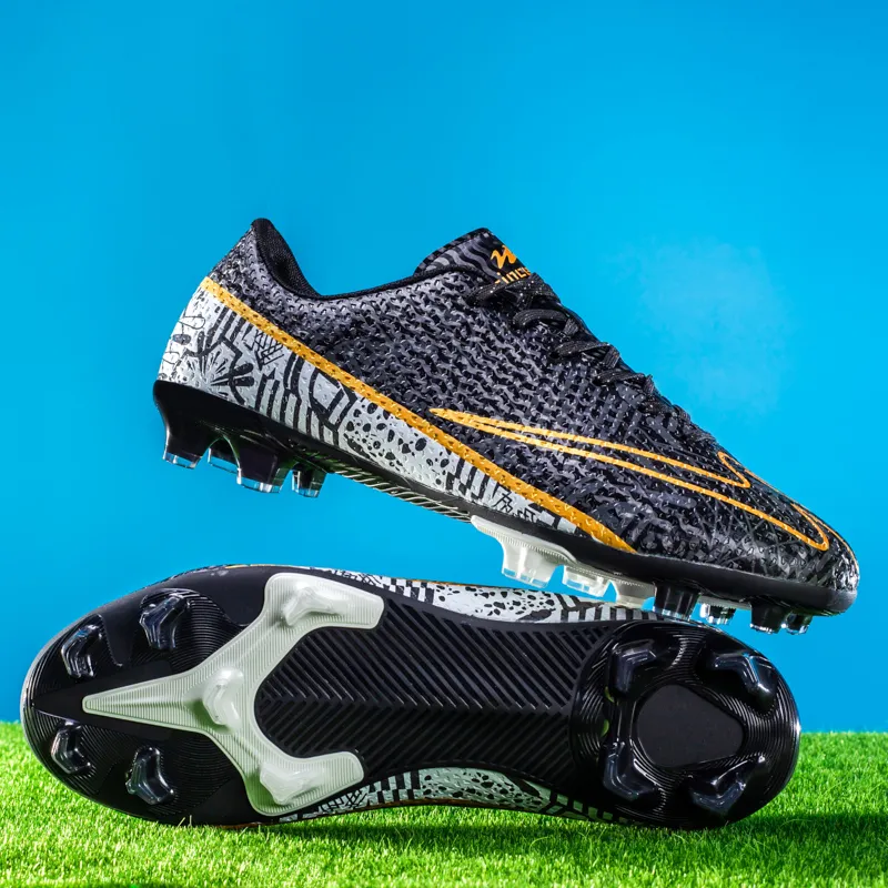 Binary FG Firm Ground Cushioning Abrasion Resistant Lightweight Slip Resistant Soccer Shoes Unisex Black-4