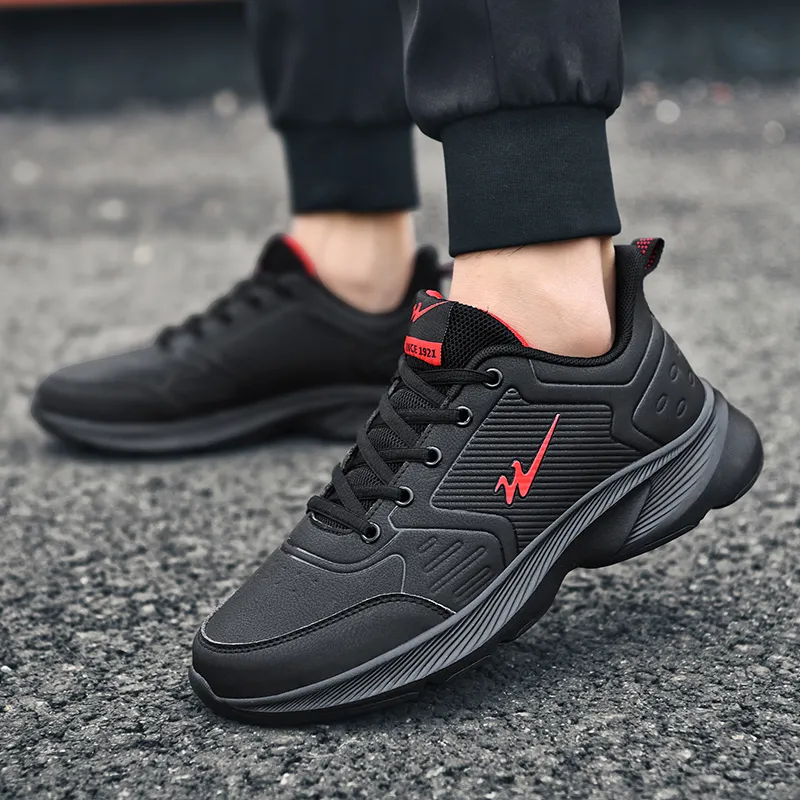 Binary Low Top Running Shoes Men's Black Red-6