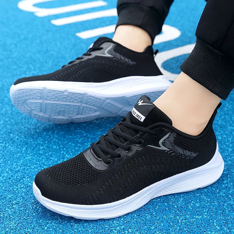 Binary Cushioning Anti Slip Wear Resistant Breathable Lightweight Rebound Low Top Running Shoes Men's Black-12