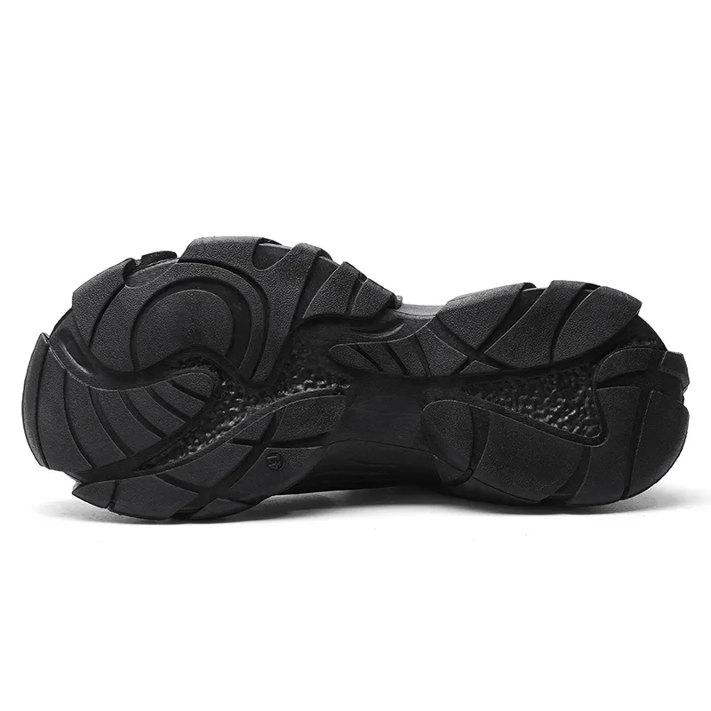 Binary Abrasion Resistant Slip Resistant Low Top Chunky Sneakers Men's Black Gray-5