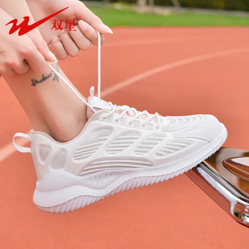 Binary Cushioning, Abrasion Resistant, Breathable, Lightweight Low Top Running Shoes Women's White Pink-5