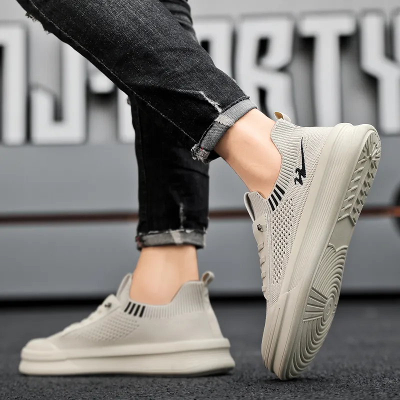 Binary Non slip Lightweight Low Top Casual Shoes Men's Beige-6