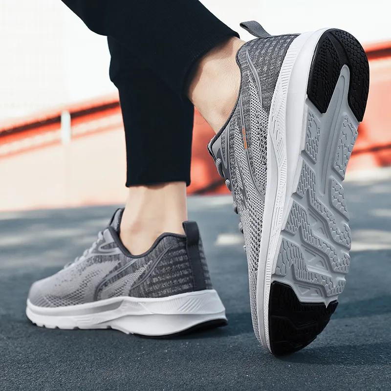 Binary Shock Absorbing, Non Slip, Wear Resistant, Breathable And Lightweight Low Top Running Shoes Unisex Gray-6