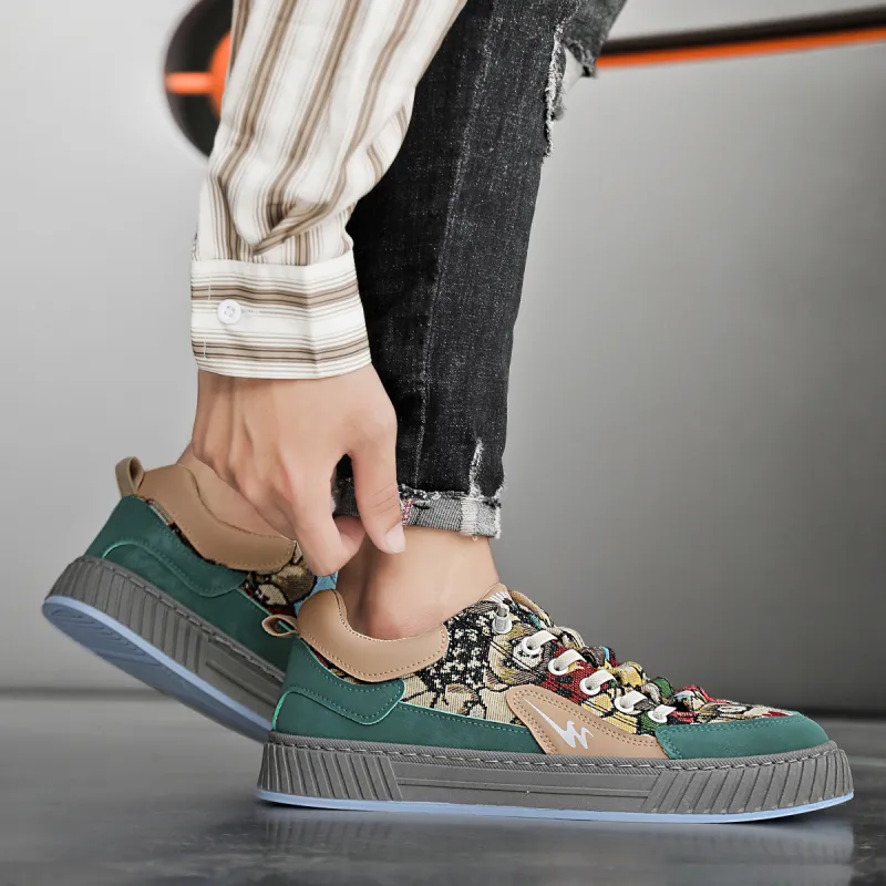 Binary Low Top Skateboard Shoes Men's Green-8