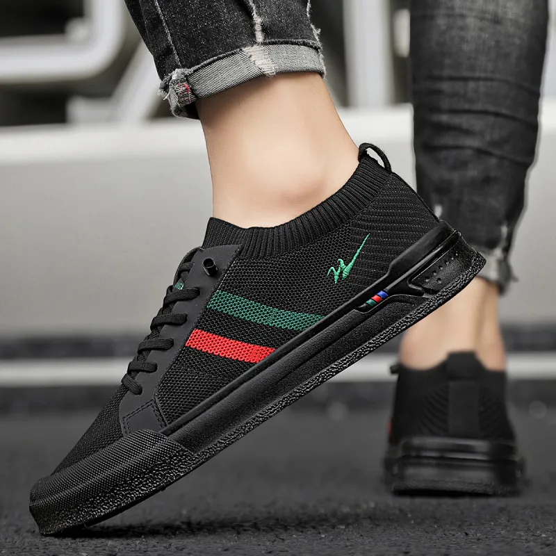 Binary Slip Resistant Cushioning Abrasion Resistant Lightweight Breathable Low Top Skateboard Shoes Men's Black-9