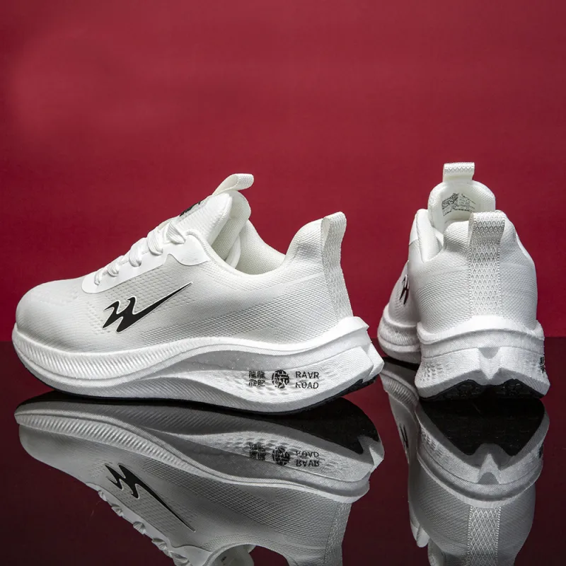 Binary Cushioning Support Wear-Resistant Lightweight Breathable Slip-Resistant Low-Top Running Shoes Unisex White-5