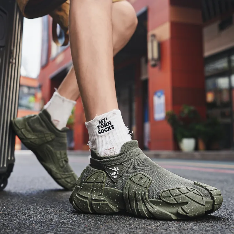 Binary Low Top Chunky Sneakers Men's Army Green-5