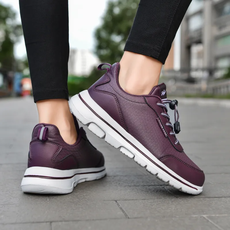 Binary Cushioning Height Increasing Lightweight Slip Resistant Low Top Casual Shoes Women's Burgundy-6