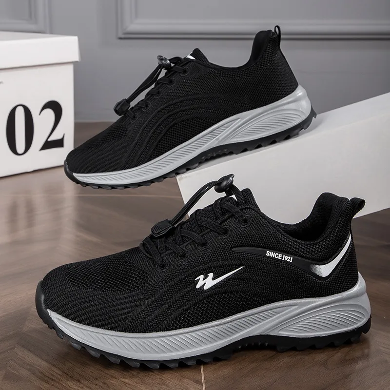 Binary Shock Absorbing, Non Slip, Wear Resistant, Breathable And Lightweight Low Top Casual Shoes Men's Black-4