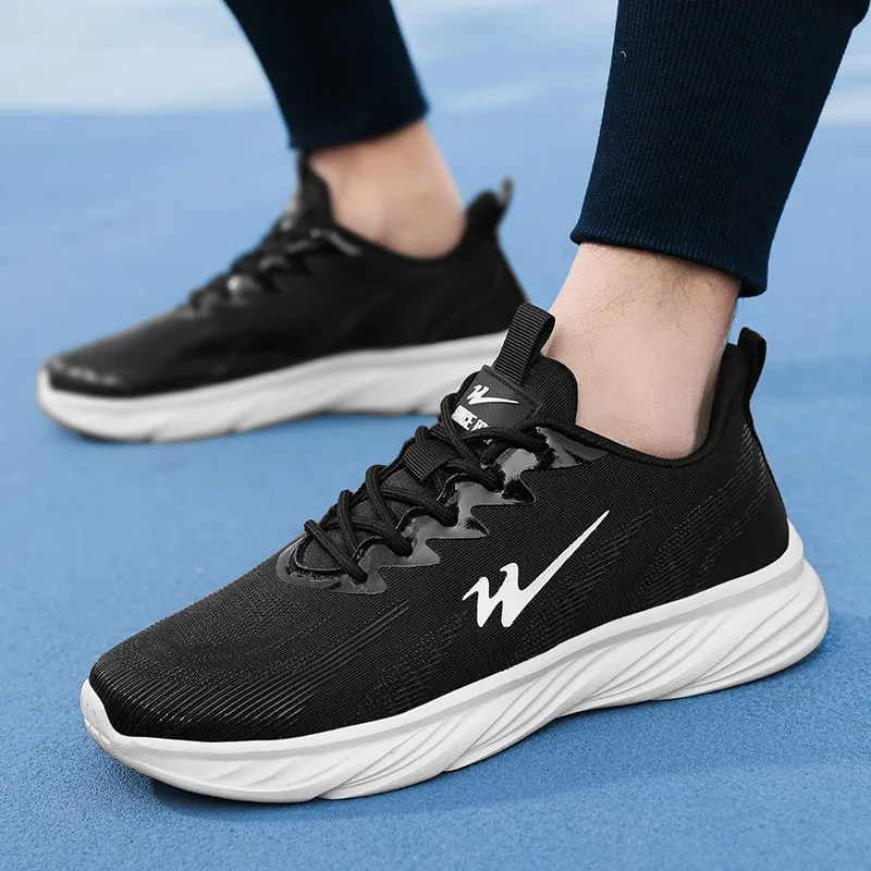 Binary Low Top Running Shoes Men's Black White-4