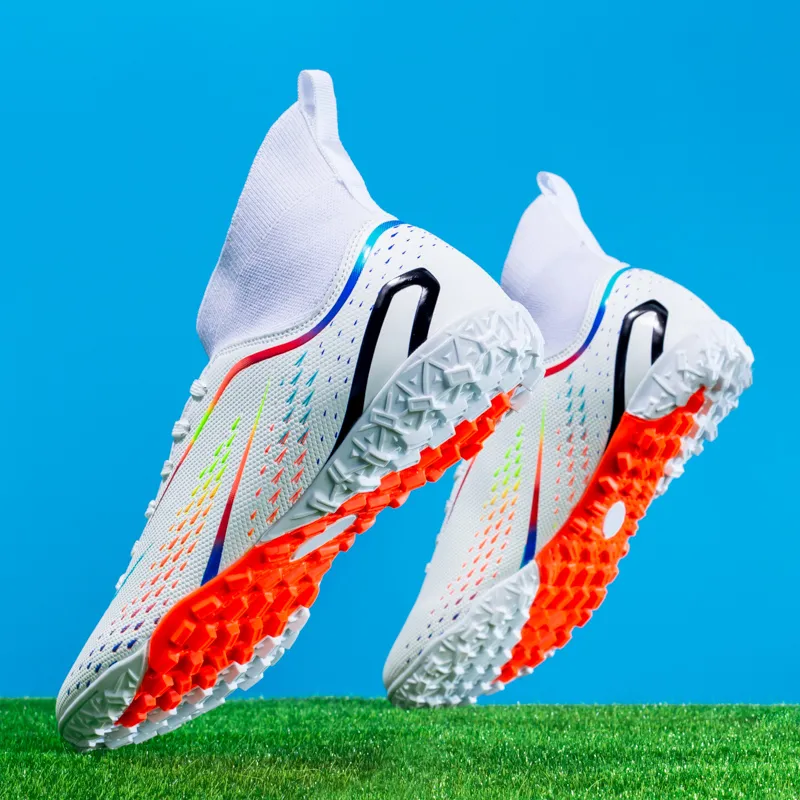 Binary TF Turf Cushioning Abrasion Resistant Lightweight Soccer Shoes Unisex White-4
