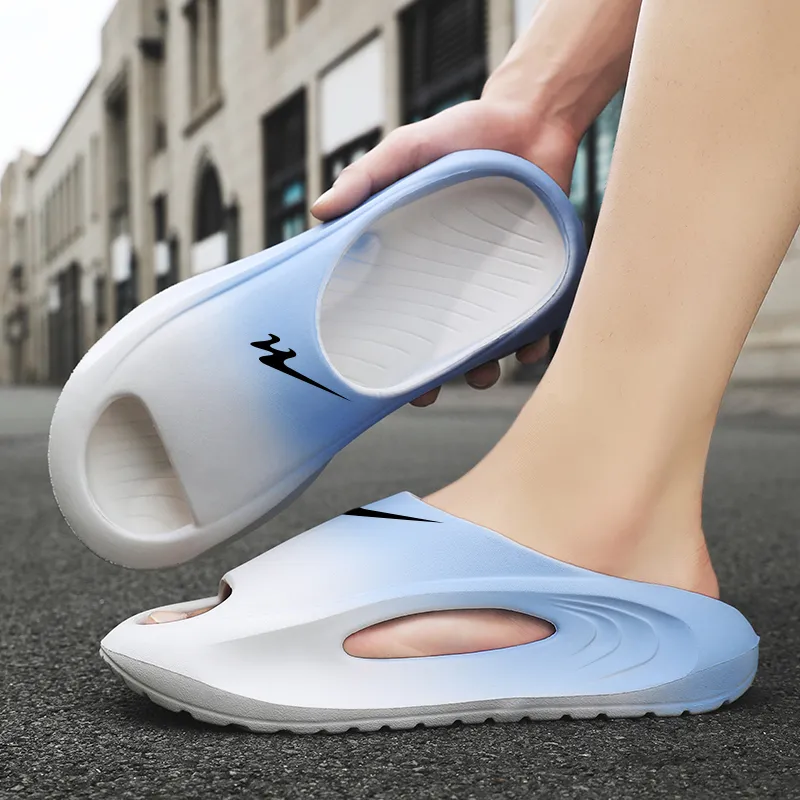 Binary EVA Quick Dry Slip Resistant Slide Slippers Men's White Blue-3
