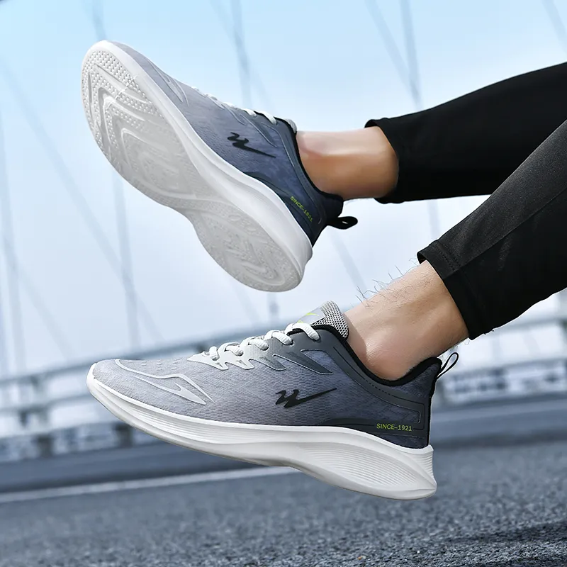 Binary Cushioning Rebound Lightweight Breathable Slip Resistant Low Top Running Shoes Men's Phantom Gray-4