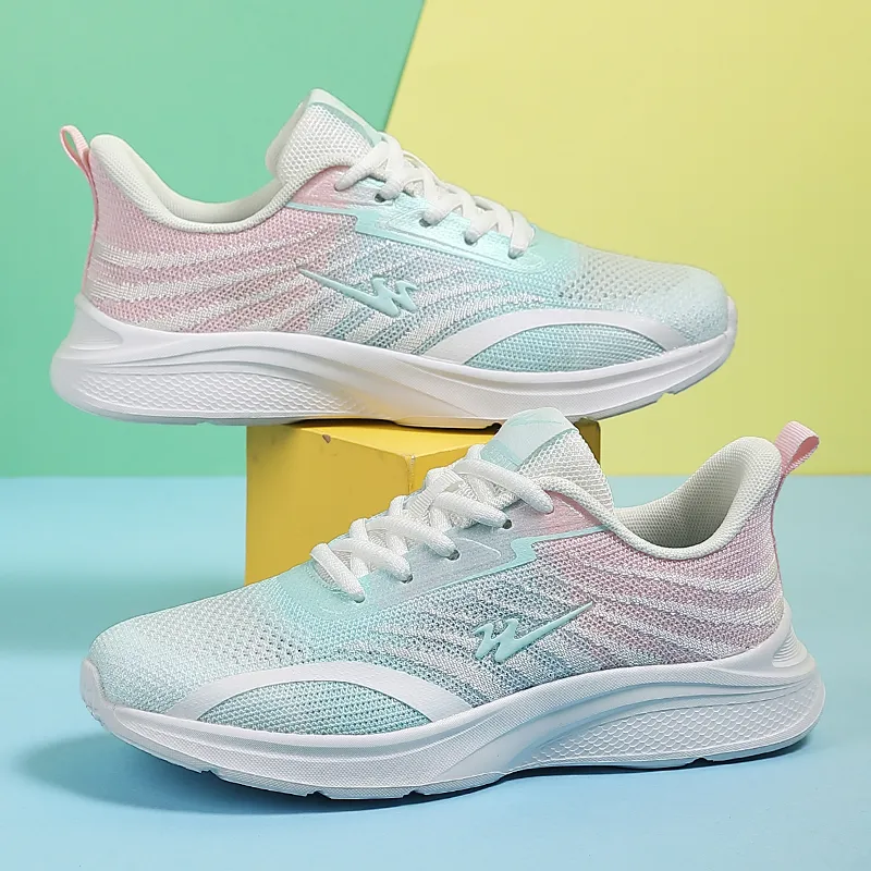 Binary Cushioning, Lightweight, Breathable, Slip Resistant Low Top Casual Running Shoes Women's White Moon Pink-4