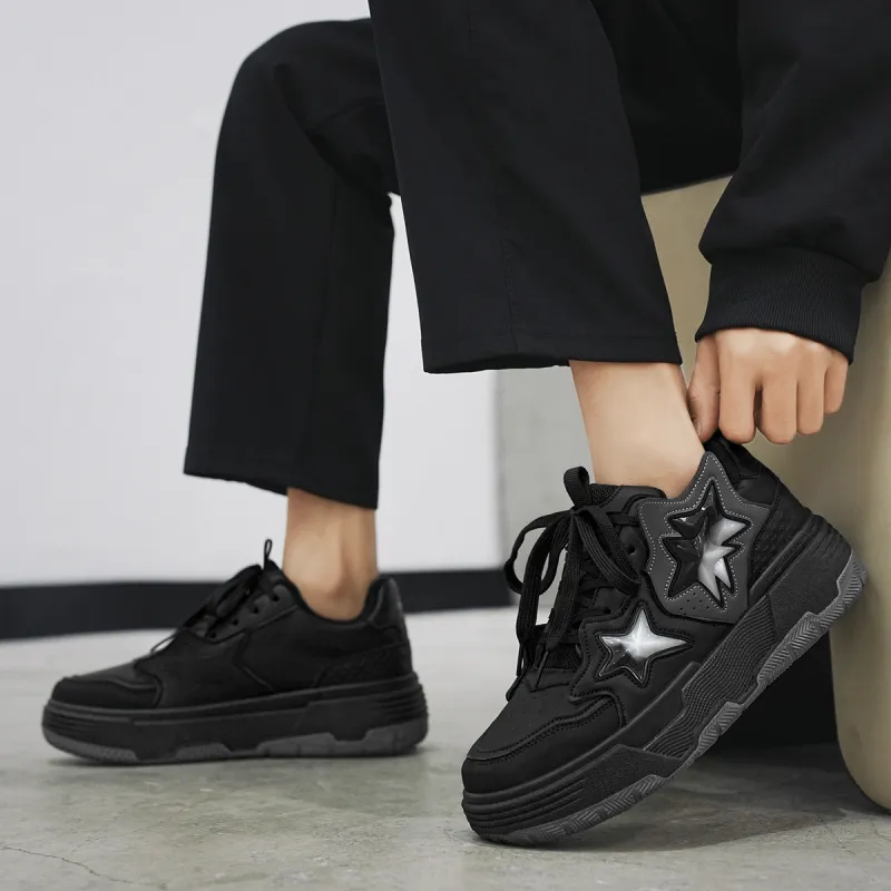 Binary Waterproof, Abrasion Resistant, Breathable, Height Increasing Low Top Skateboard Shoes Unisex Black White-6