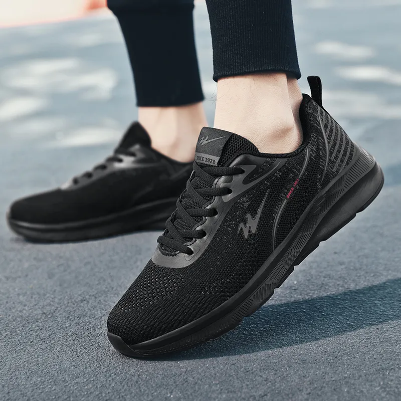 Binary Cushioning Rebound Lightweight Breathable Slip Resistant Low Top Running Shoes Men's Black-6