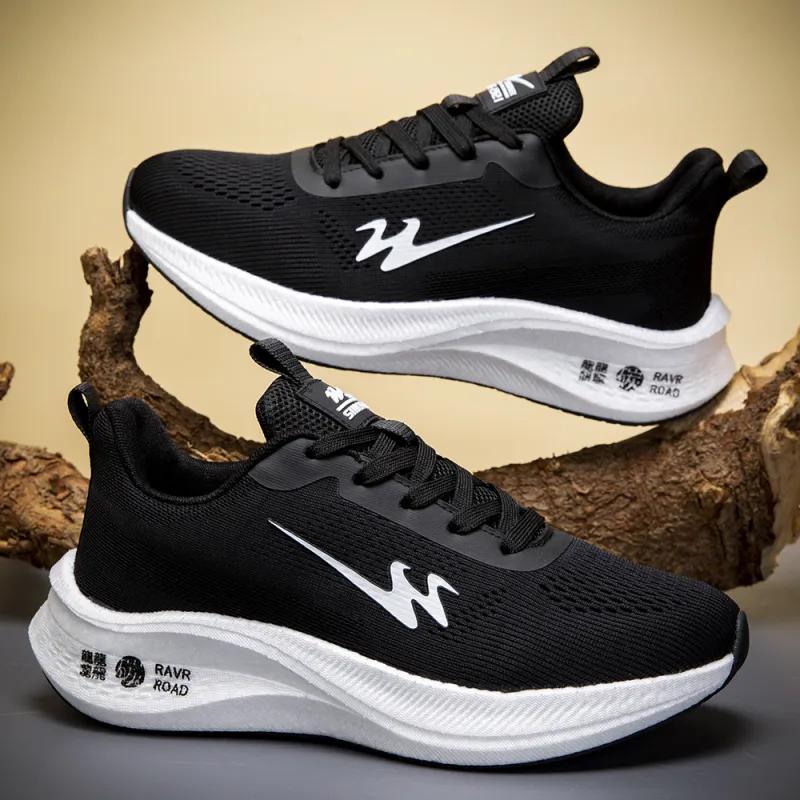Binary Cushioning Rebound Abrasion Resistant Lightweight Breathable Slip Resistant Low Top Running Shoes Unisex Black-2