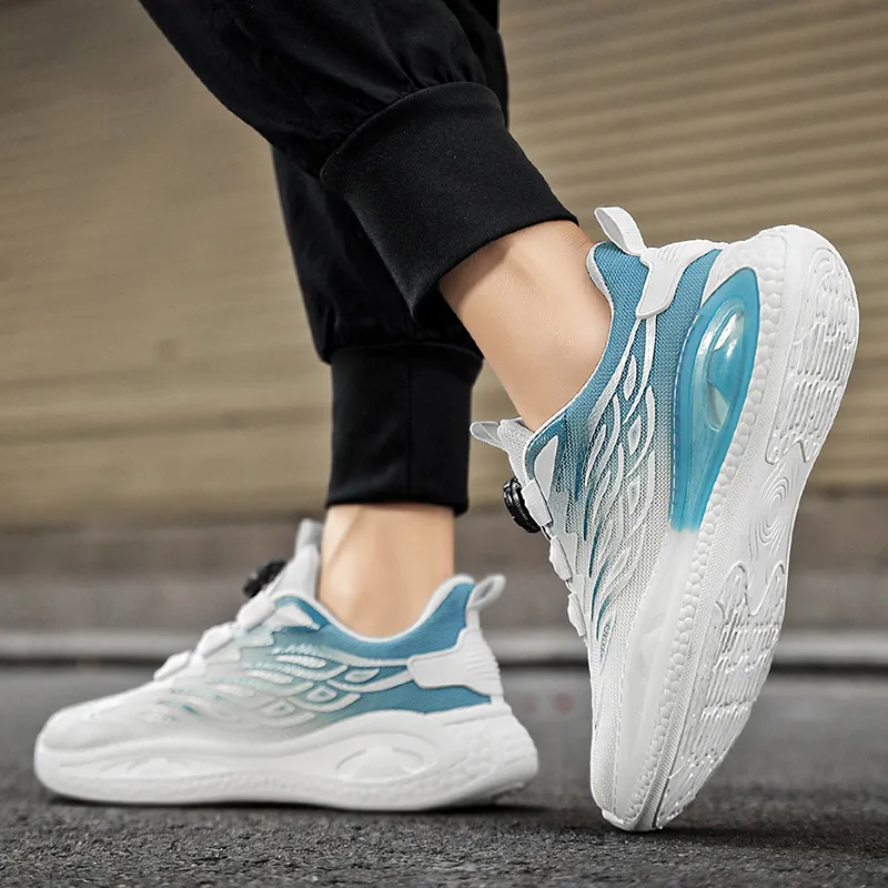 Binary Low Top Running Shoes Men's White Blue-7