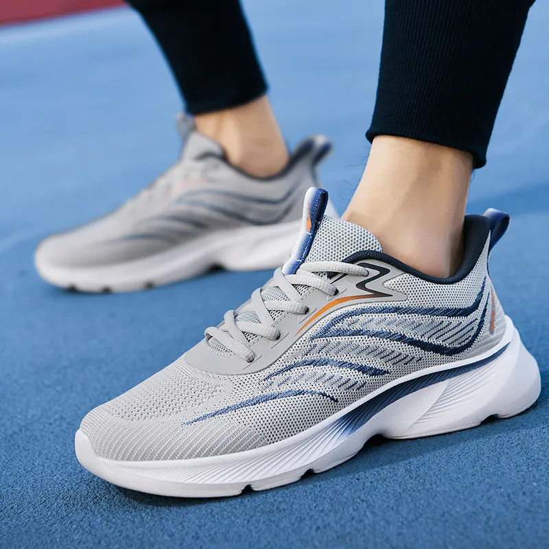 Binary Cushioning Anti Slip And Wear Resistant Breathable Support Low Top Running Shoes Men's Gray-4