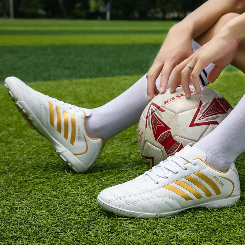 Binary TF Turf Shock Absorbers Slip Resistant, Abrasion Resistant, Lightweight Soccer Shoes Unisex White Gold-8