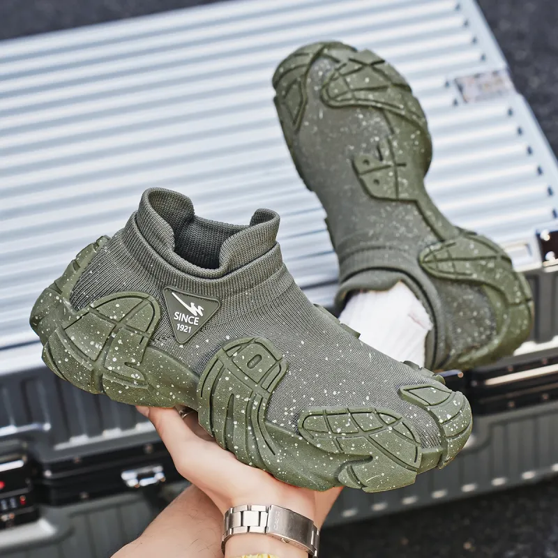 Binary Low Top Chunky Sneakers Men's Army Green-7