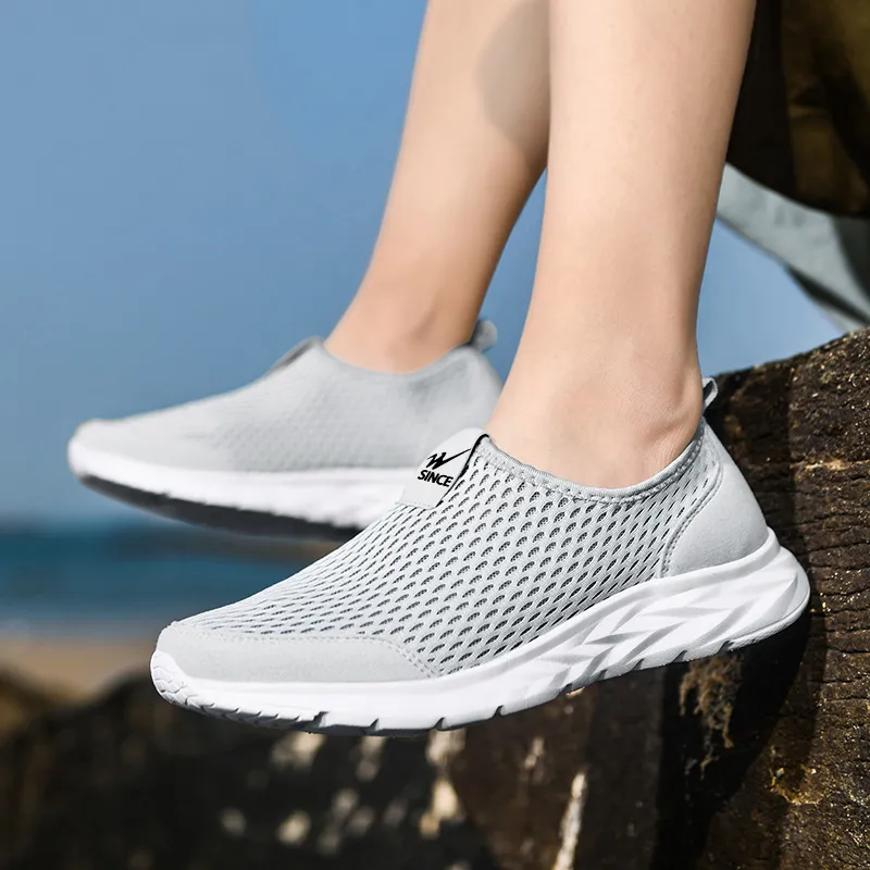 Binary Shock Absorbers Slip Resistant Breathable Low Top Casual Shoes Men's Gray-2