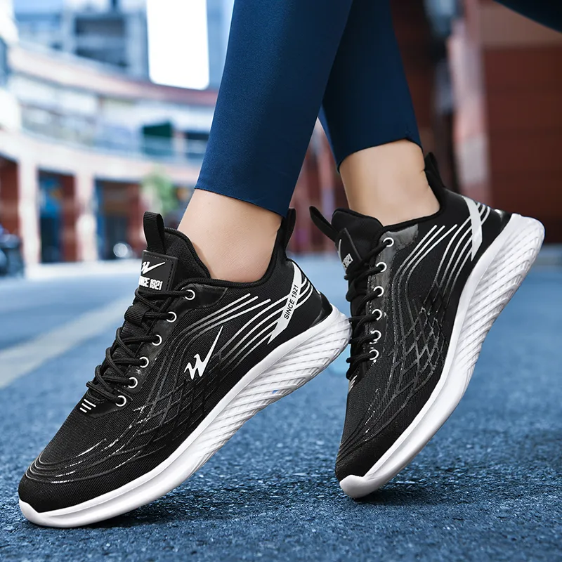 Binary Shock Absorbing, Non Slip, Wear Resistant, Breathable And Lightweight Low Top Running Shoes Women's Black White-4