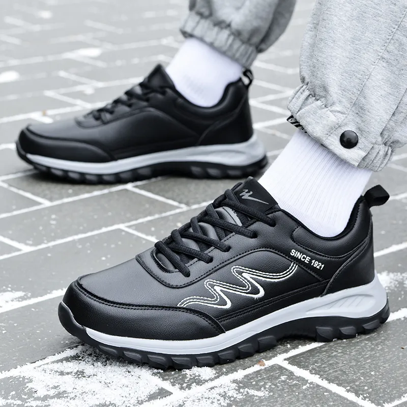 Binary Cushioning, Abrasion Resistant, Waterproof, Height Increasing Low Top Casual Shoes Men's Black-6
