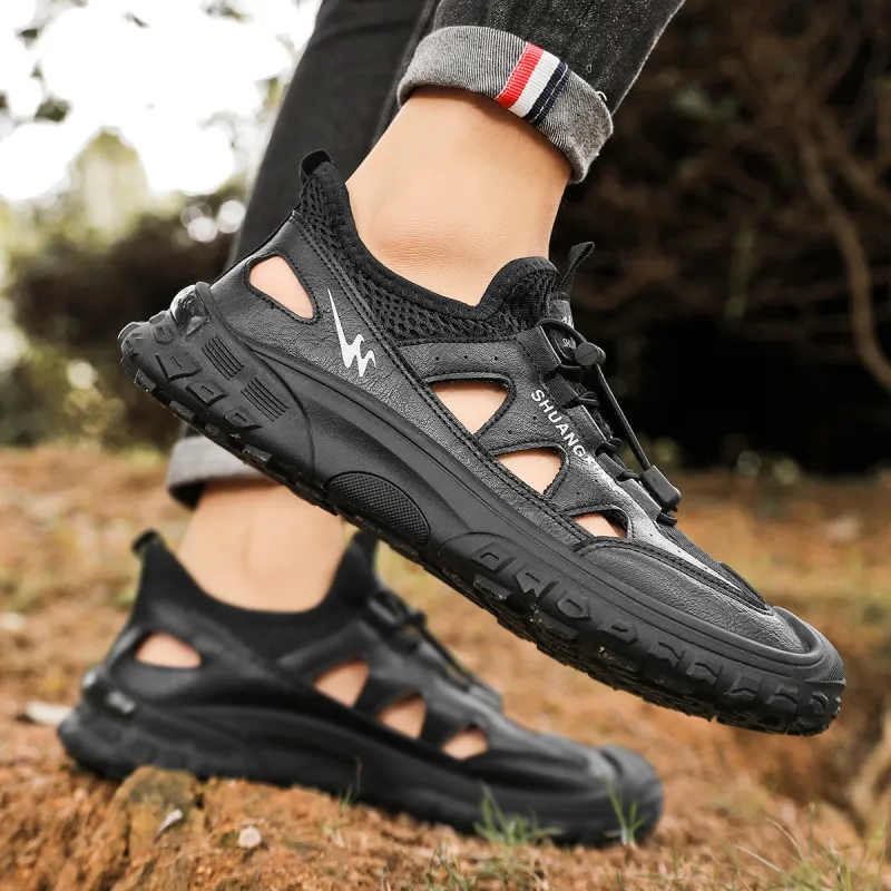 Binary Cushioned Anti Slip Wear Resistant Waterproof Breathable Lightweight Low Top Outdoor Shoes Men's Black-10