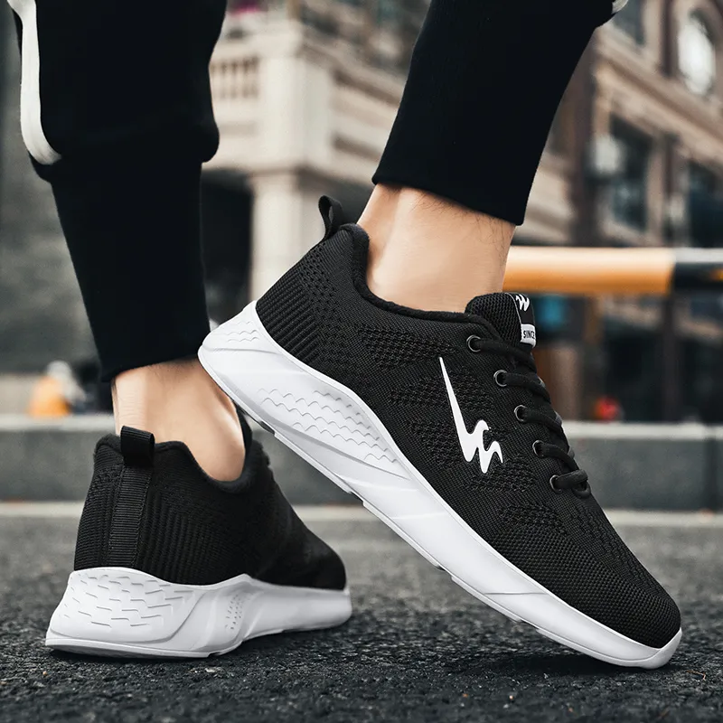 Binary Low Top Running Shoes Men's Black White-7