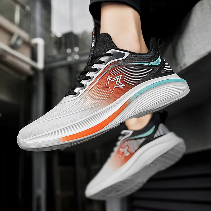 Binary Running Shoes Men Low Top Orange/Blue-7