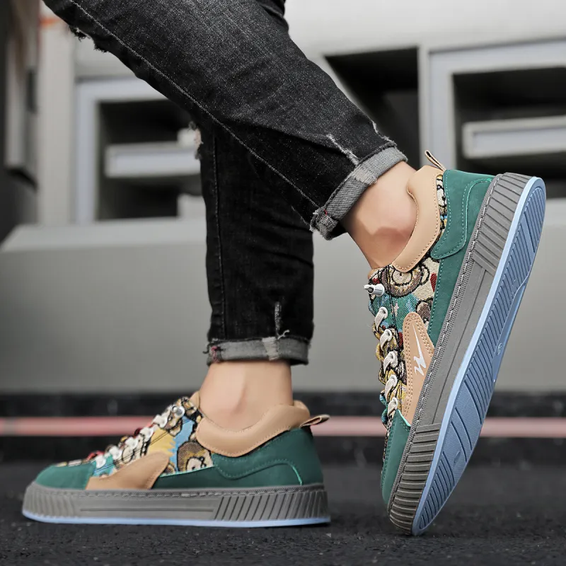 Binary Low Top Skateboard Shoes Men's Green-6