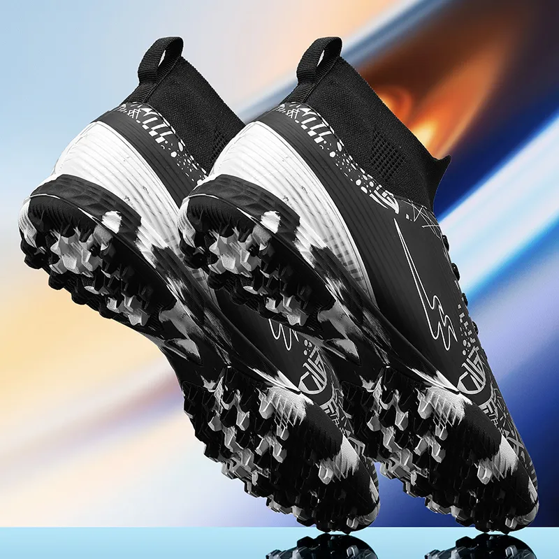 Binary TF Turf Cushioning Abrasion Resistant Lightweight Soccer Shoes Unisex Black White Silver-2