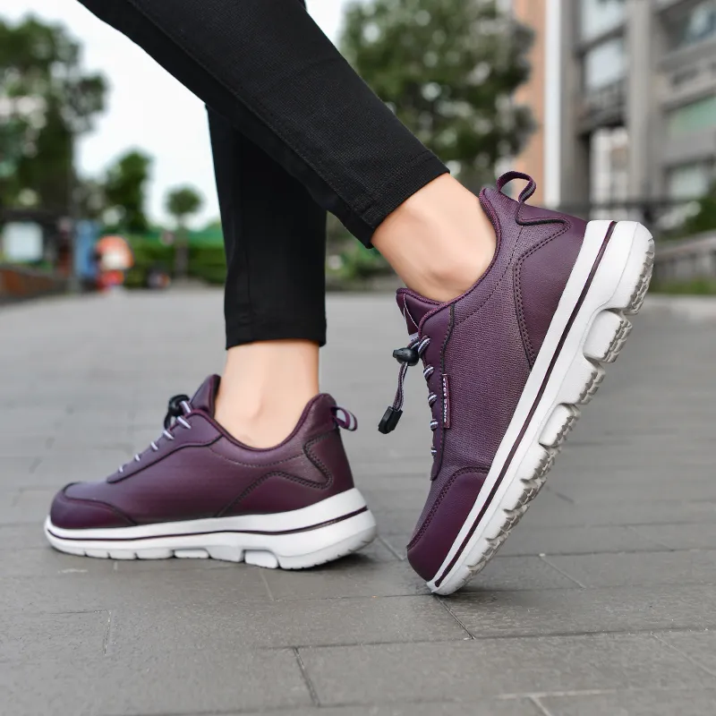 Binary Cushioning Height Increasing Lightweight Slip Resistant Low Top Casual Shoes Women's Burgundy-9