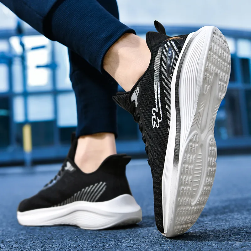 Binary Running Shoes Men Low Top Gray-5